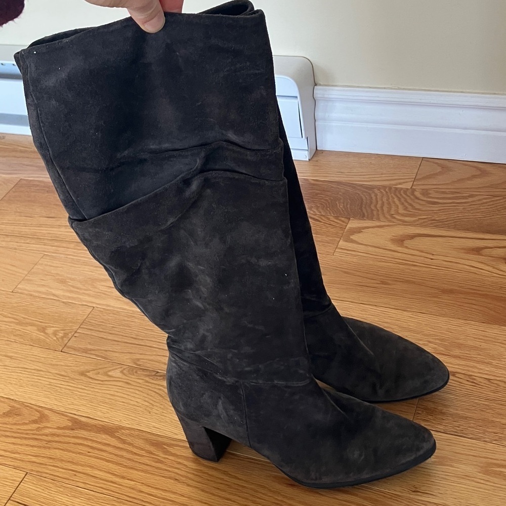 Paul Green Brown Olive Suede Women's High Boots